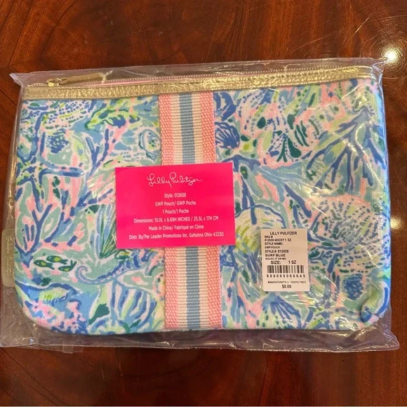 NWT Lilly Pulitzer Printed Pouch Surf Blue Soleil It On Me - Picture 8 of 8